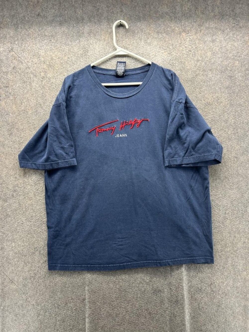 Tommy Jeans Shirt Mens 2XL Blue Hilfiger Script Logo Graphic Tee Crewneck